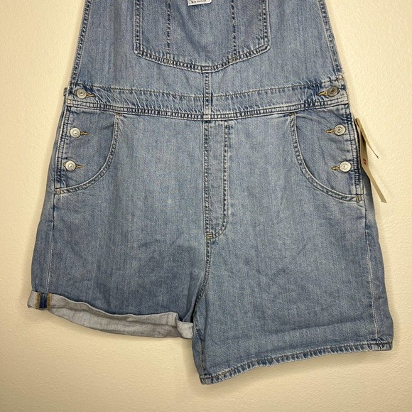 Levi's Vintage Shortalls Relaxed Fit Light Blue Denim Jean Short Overalls XL NWT - Picture 8 of 16